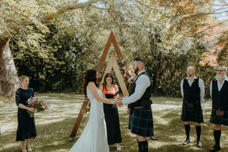 I’ll create a modern, vibrant and beautifully personal ceremony to create an atmosphere full of emotion, love and laughter. On the day, I’ll be there to take care of the details, and help you feel completely at ease. Whether that means a reassuring smile, a well-timed tissue or a gentle reminder to take it all in. I’ll coordinate with your vendor team behind the scenes, making sure everything flows seamlessly so you can focus on each other.
